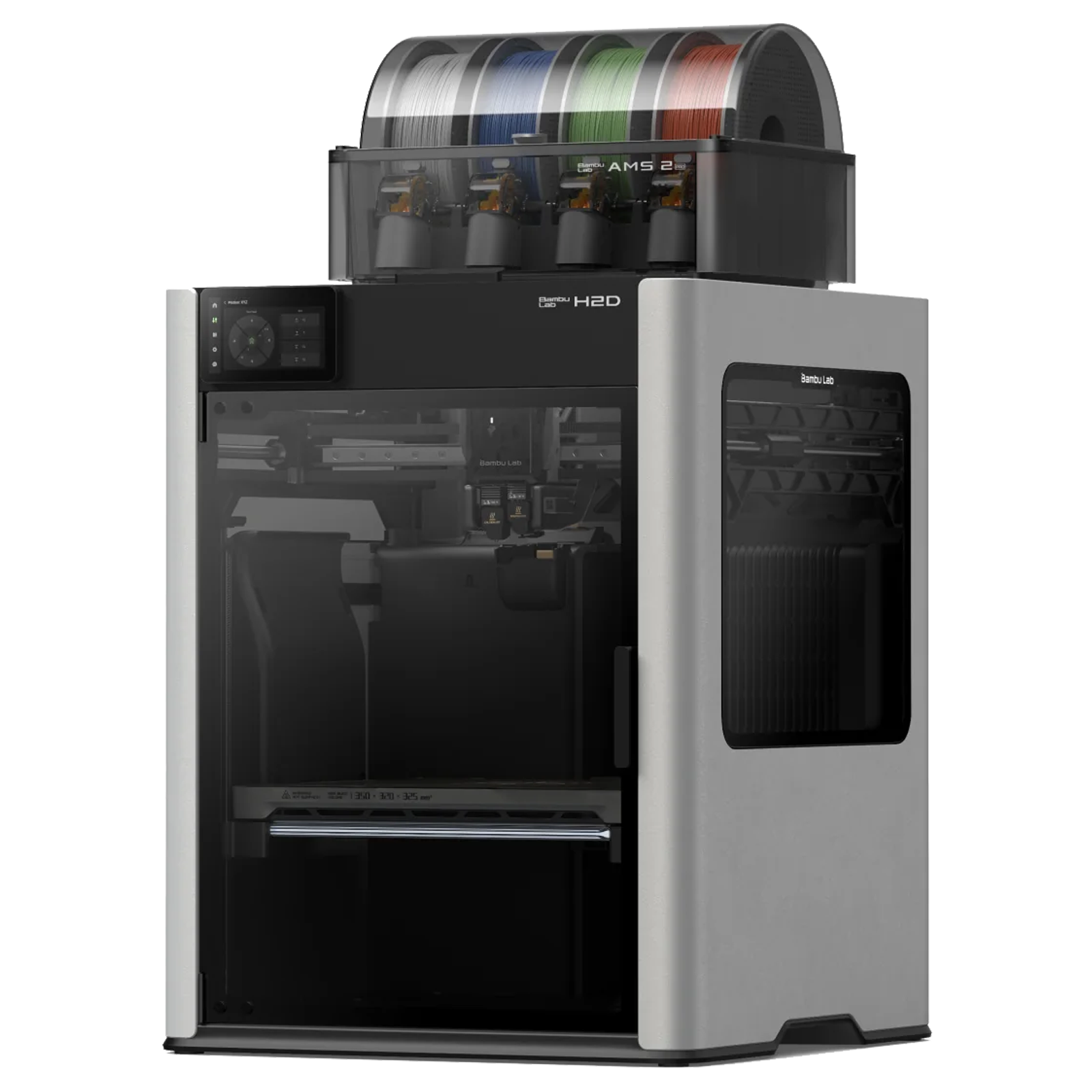 Impressora 3D industrial Bambu Lab H2D com sistema AMS para produção profissional